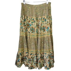 Vintage Phool Maxi Skirt Womens Medium  Floral Paisley Beads Sequins Broomstick